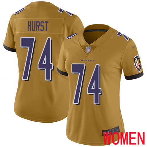 Baltimore Ravens Limited Gold Women James Hurst Jersey NFL Football #74 Inverted Legend